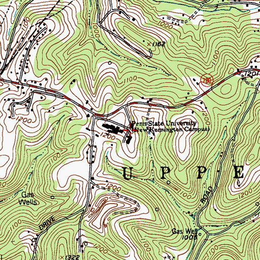 Topographic Map of Penn State University-New Kensington Campus, PA