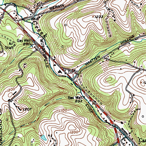 Topographic Map of Whitten Hollow, PA
