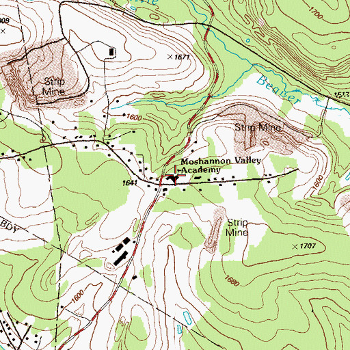 Topographic Map of Moshannon Valley Christian Academy, PA