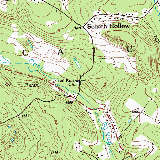 Topographic Map of Coal Run Church, PA