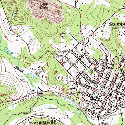 Topographic Map of Saint Joseph Cemetery, PA