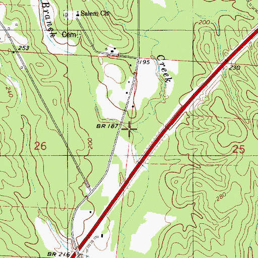 Topographic Map of Lamb Branch, AL