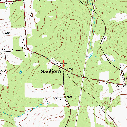 Topographic Map of Sanborn Church of God, PA