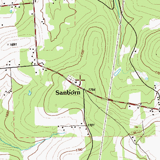 Topographic Map of Sanborn United Methodist Church, PA