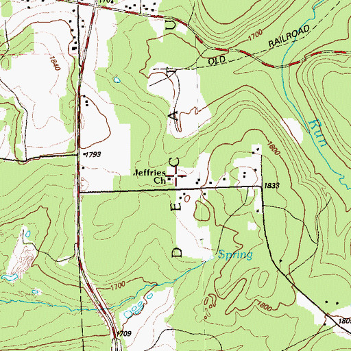 Topographic Map of Jeffries Church, PA