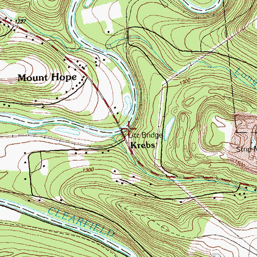 Topographic Map of Litz Bridge, PA