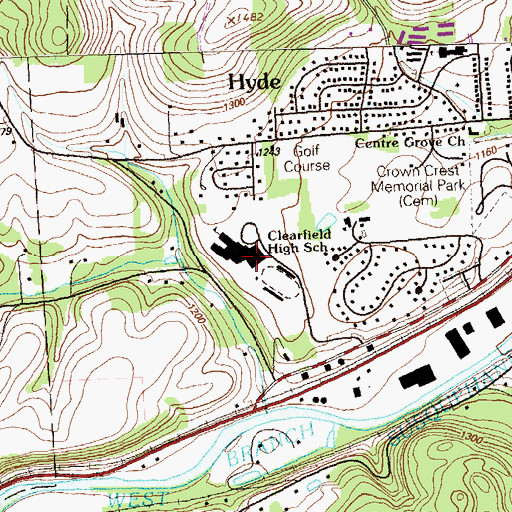 Topographic Map of Clearfield Area High School, PA
