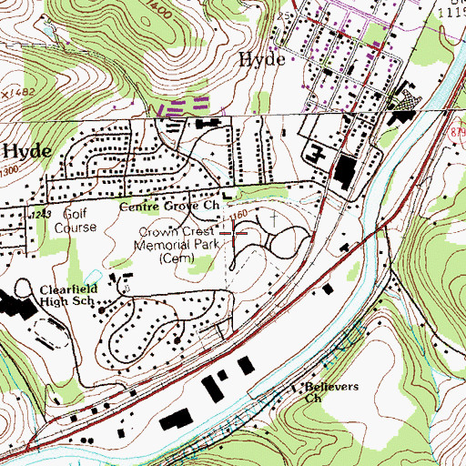 Topographic Map of Centre Grove Church, PA