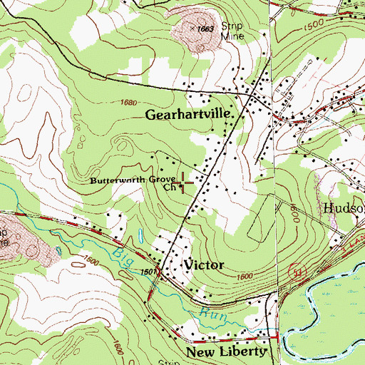 Topographic Map of Butterworth Grove Free Methodist Church, PA