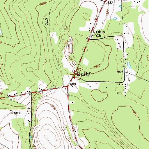 Topographic Map of Burly, PA