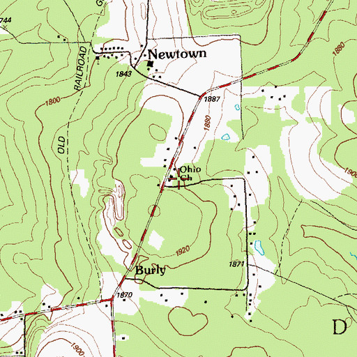 Topographic Map of Ohio United Methodist Church, PA