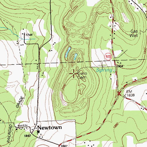 Topographic Map of Goss Cemetery, PA