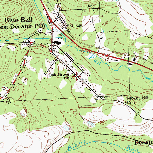 Topographic Map of Oak Grove United Methodist Church, PA