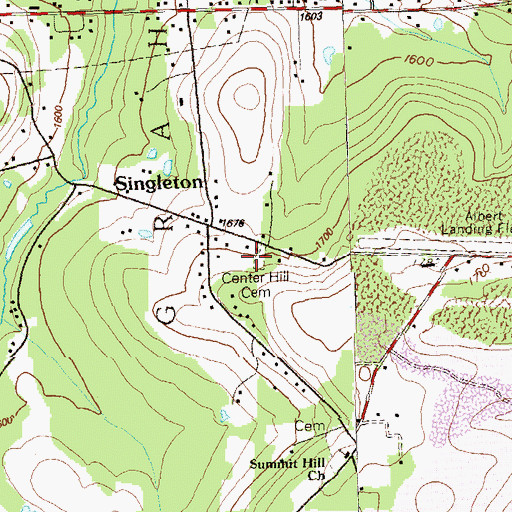 Topographic Map of Center Hill Cemetery, PA