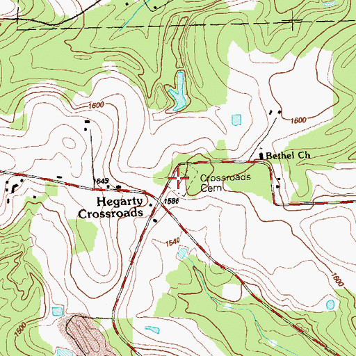 Topographic Map of Crossroads Cemetery, PA