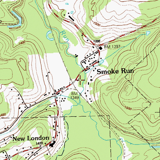 Topographic Map of Smoke Run United Methodist Church, PA