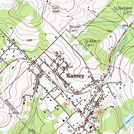 Topographic Map of Saint Marys Church, PA