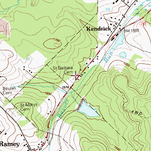 Topographic Map of Saint Barbara Cemetery, PA