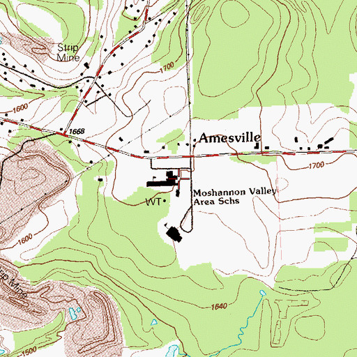 Topographic Map of Moshannon Valley Area Schools, PA