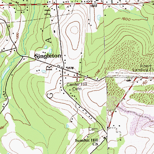 Topographic Map of Center Hill Church (historical), PA