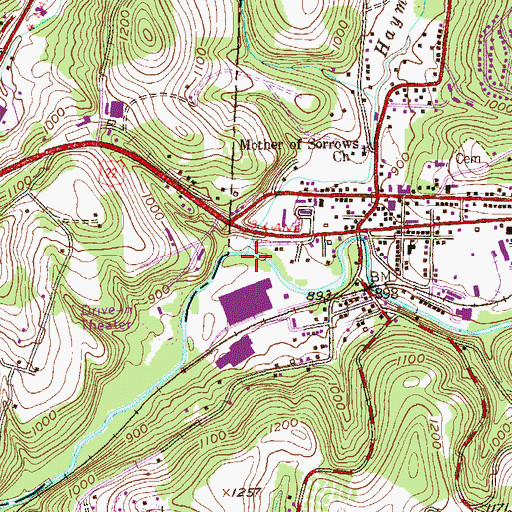 Topographic Map of Haymakers Run, PA