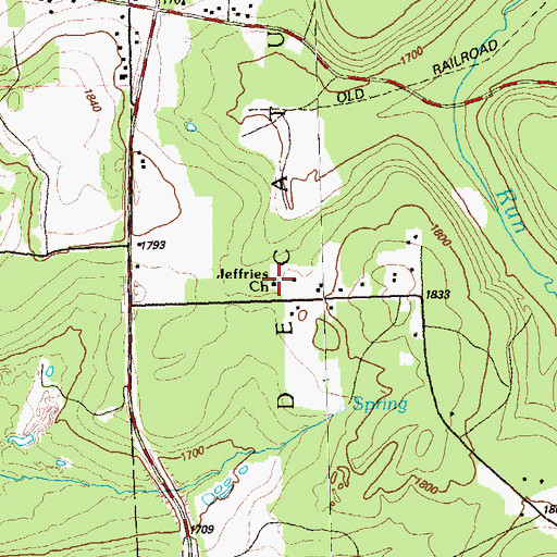 Topographic Map of Jeffries School, PA