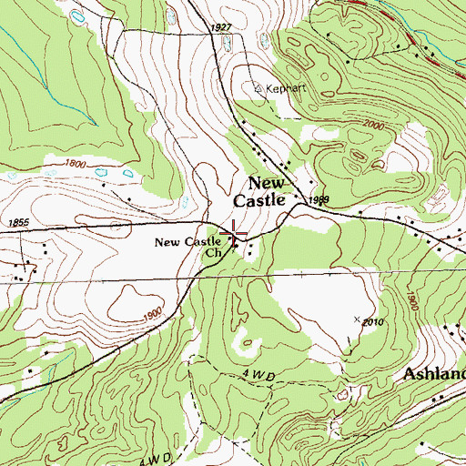 Topographic Map of New Castle School (historical), PA