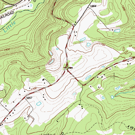 Topographic Map of Pleasant Ridge School (historical), PA