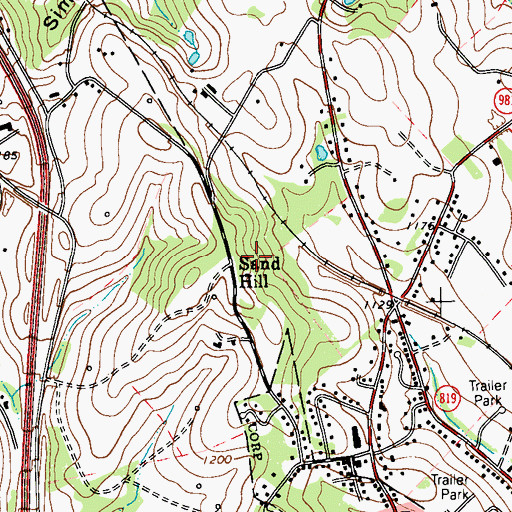Topographic Map of Sand Hill, PA