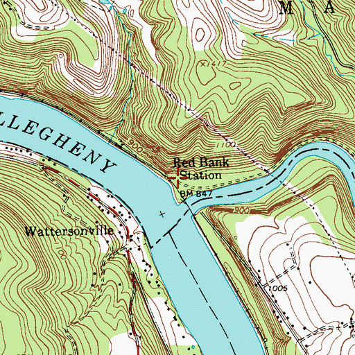 Topographic Map of Red Bank Station, PA
