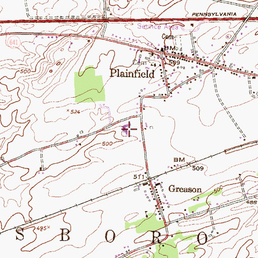 Topographic Map of Plainfield Emementary School, PA