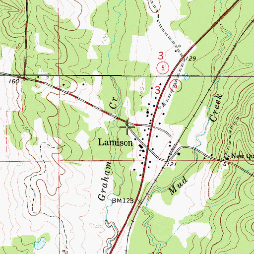 Topographic Map of Lamison, AL