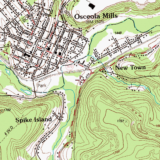 Topographic Map of Rush Consolidated Elementary School (historical), PA