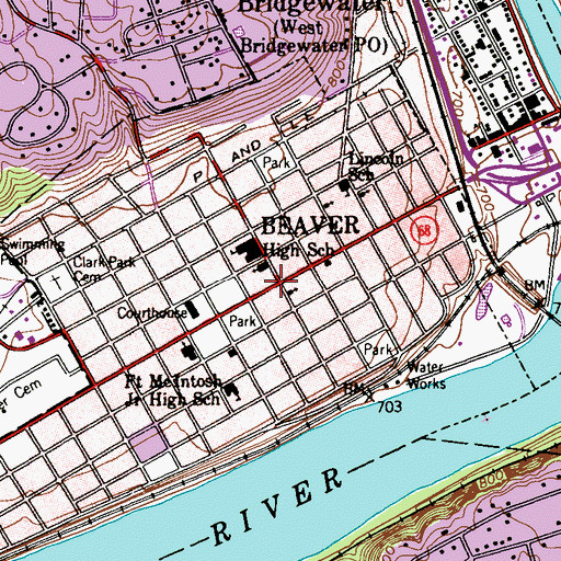 Topographic Map of Beaver Reservation (historical), PA