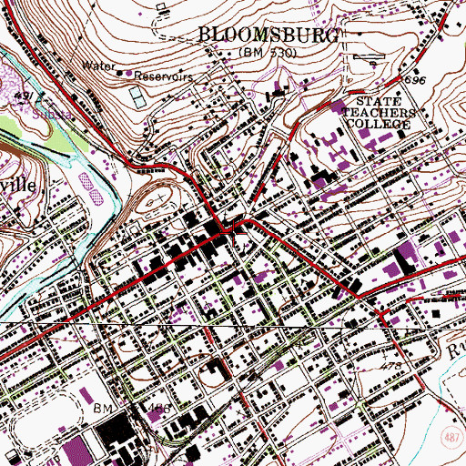 Topographic Map of Bloomsburg, PA