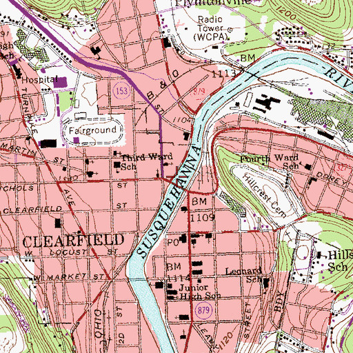 Topographic Map of Clearfield, PA