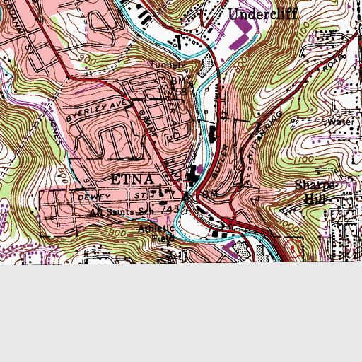 Topographic Map of Etna, PA
