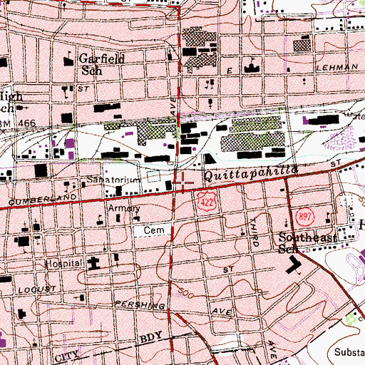 Topographic Map of Lebanon, PA