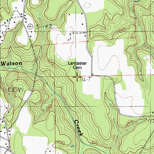 Topographic Map of Lancaster Cemetery, AL