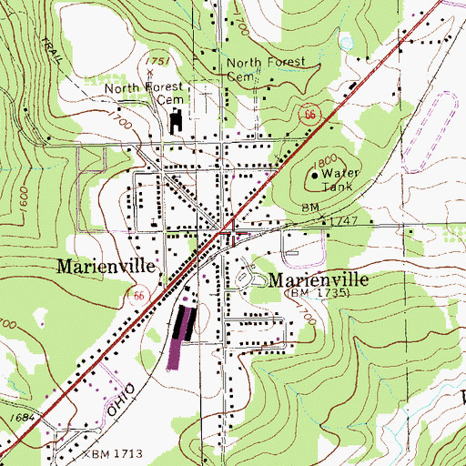Topographic Map of Marienville, PA