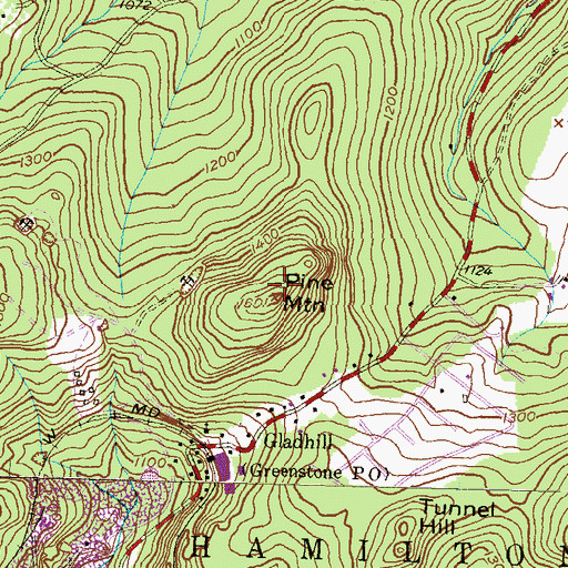 Topographic Map of Pine Mountain, PA