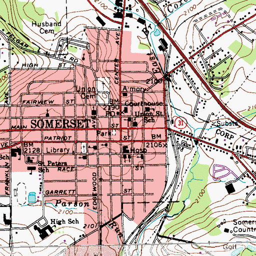 Topographic Map of Somerset, PA