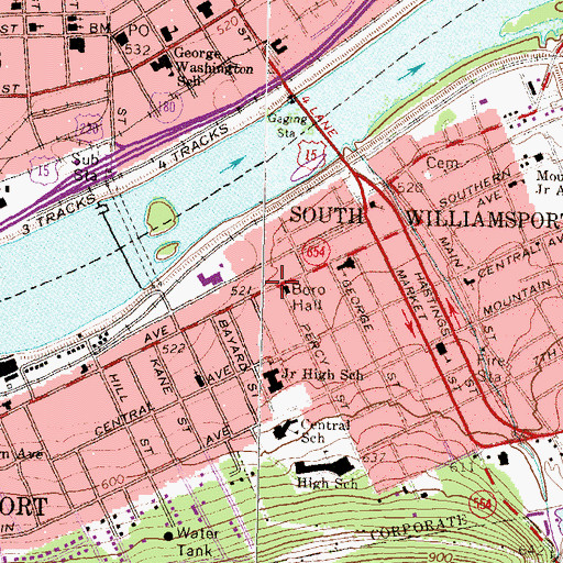 Topographic Map of South Williamsport, PA