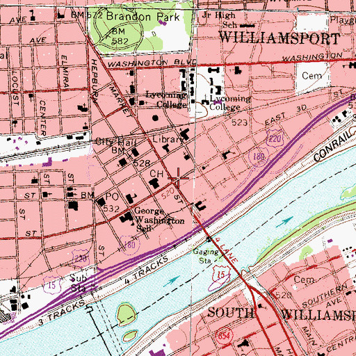 Topographic Map of Williamsport, PA