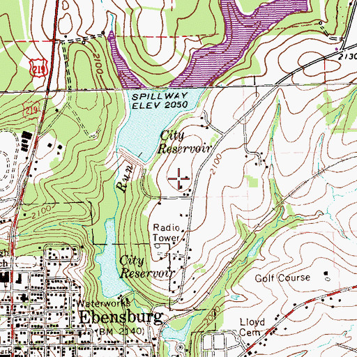 Topographic Map of Cambria County, PA
