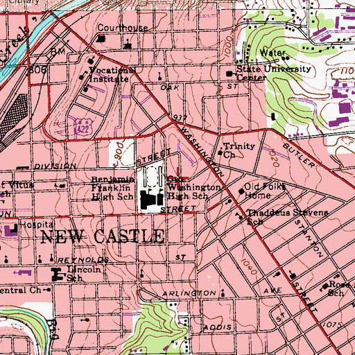 Topographic Map of Lawrence County, PA