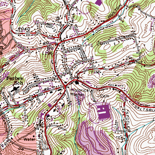 Topographic Map of Peter Mans Corner, PA