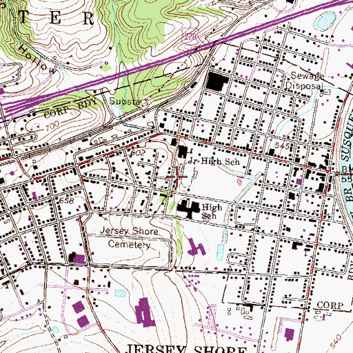 Topographic Map of Jersey Shore, PA