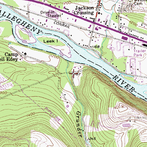 Topographic Map of Grunderville (historical), PA