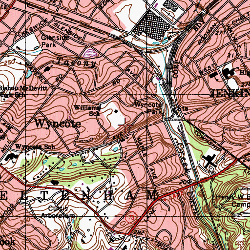 Topographic Map of All Hallows Episcopal Church, PA